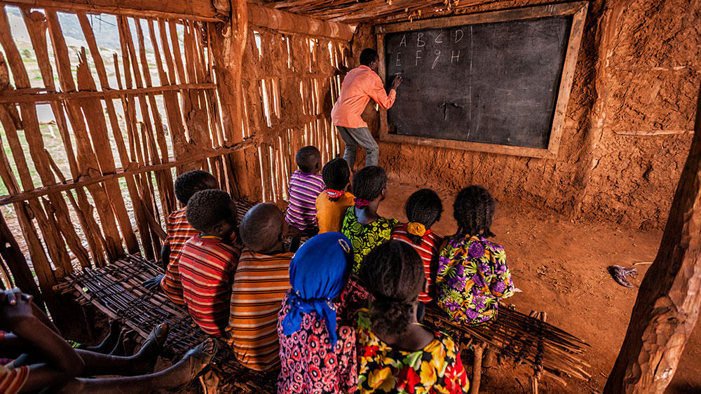 Kenyan children attending a class